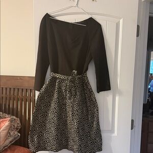 Max Mara Weekend Black and Cream Patterned Dress XL